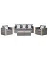 Amazonia Mustang 5pc Wicker Patio Conversation Set In Grey
