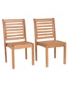 Amazonia Outdoor Patio 2pc Dining Wood Stackable Chairs