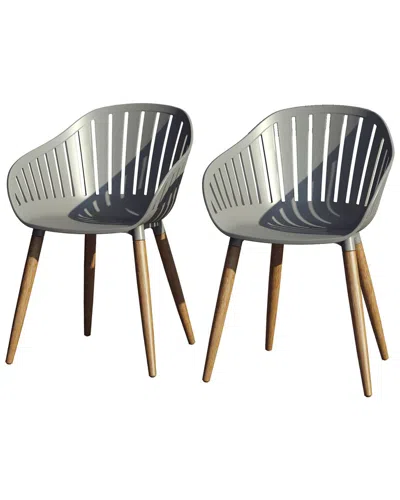 Amazonia Outdoor Patio 2pc Wood Grey Chairs