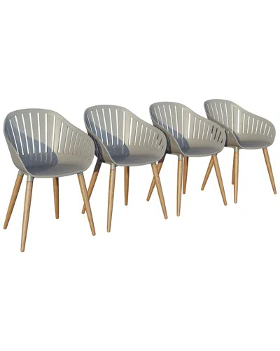 Amazonia Outdoor Patio 4pc Grey Wood Dining Chairs
