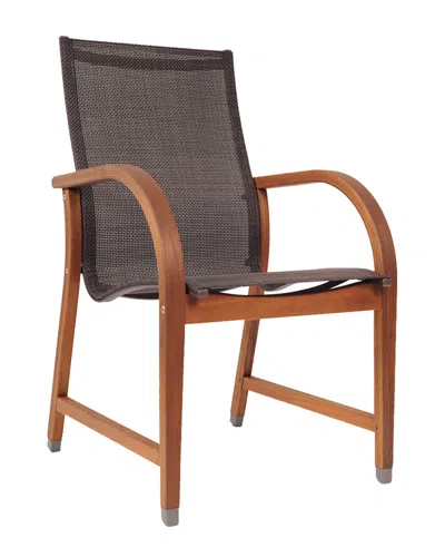 Amazonia Outdoor Patio 4pc Outdoor Patio Brown Wood Armchairs