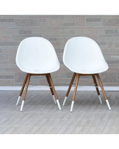 Amazonia Outdoor Patio 4pc White Side Chairs