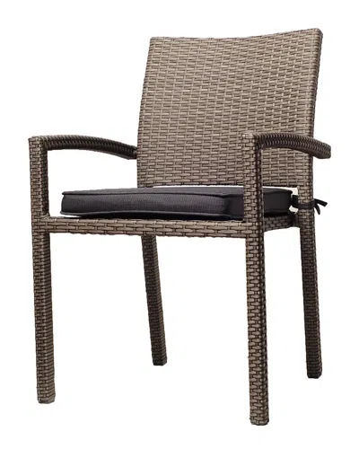 Amazonia Outdoor Patio 4pc Wicker Grey Chairs With Cushion