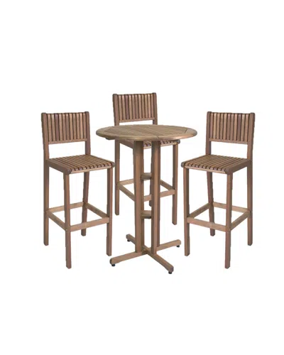 Amazonia Outdoor Patio Ibiza 4pc Bar Wood Set In Brown