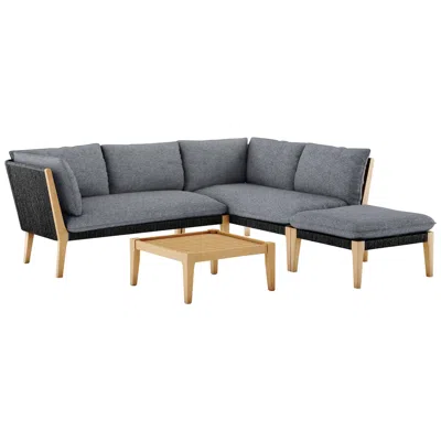 Amazonia Positano 4-piece Black Eucalyptus Outdoor Patio Seating Set
