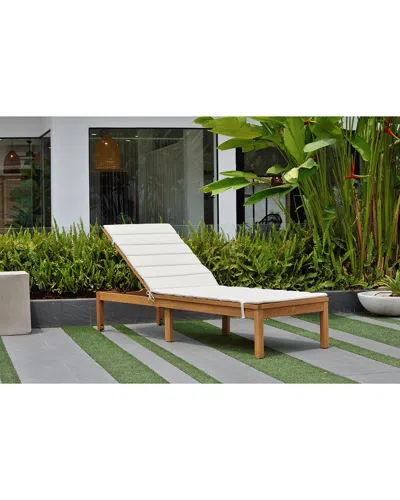 Amazonia Reclining Teak Finish Chaise Lounge With Cushion