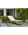 Amazonia Reclining Teak Finish Chaise Lounge With Cushion