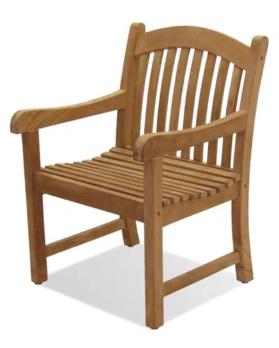 Amazonia Teak 2pc Outdoor Patio Dining Arm Chairs