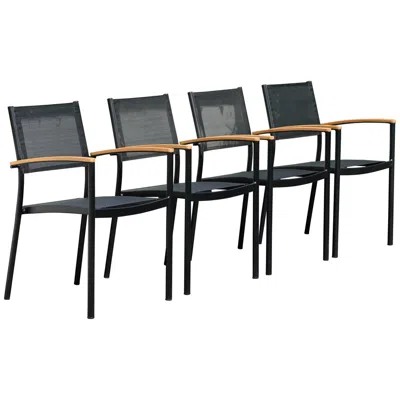 Amazonia Trevi Black Eucalyptus Patio Stacking Armchair Set Of 4