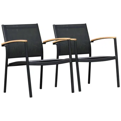 Amazonia Trevi Black Eucalyptus Stacking Sofa Chair Set Of 2