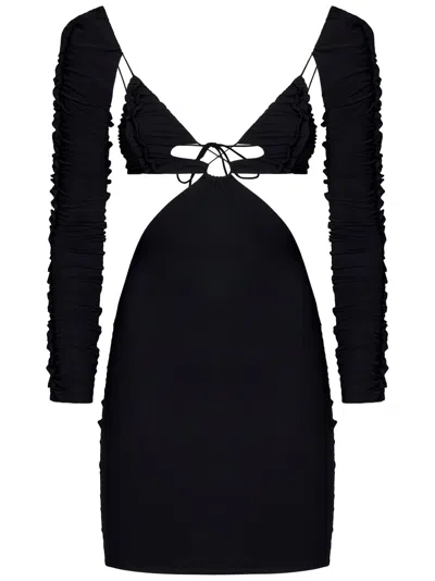 Amazuìn Azhar Ruffles Mini Dress In Black