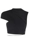 Amazuìn Amazuin Asymmetrical Drape High Collar Jersey Top In Deep Black