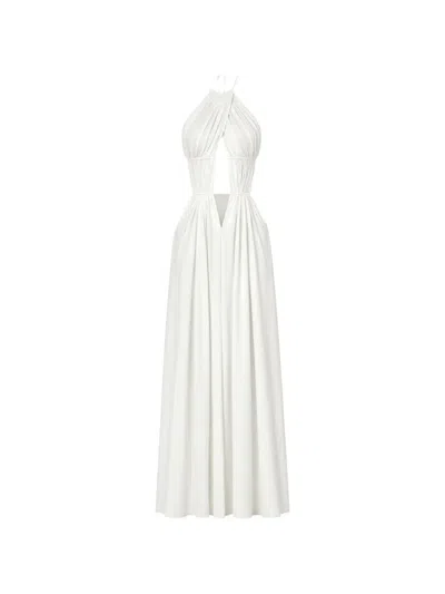 Amazuìn Amelia Cut-out Halterneck Maxi Dress In White