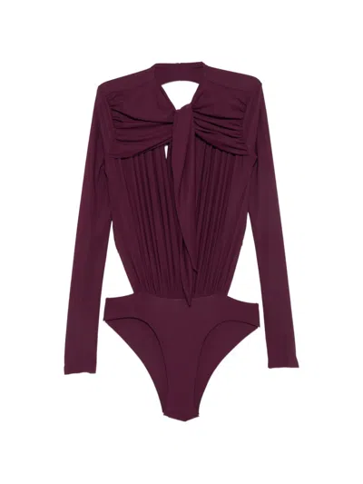 Amazuìn Anais Pussy-bow Open-back Bodysuit In Multi