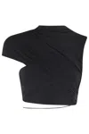 Amazuìn Asymmetrical Drape High Collar Jersey Top