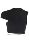 Amazuìn Amazuin Asymmetrical Drape High Collar Jersey Top In Black