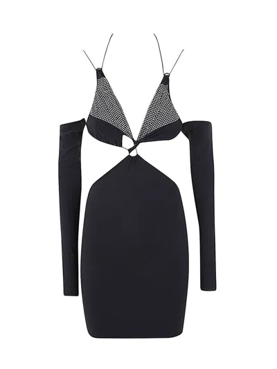 Amazuìn Azhar Crystal Mini Dress In Black