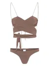 Amazuìn Amazuin Wrap-design Bikini With Adjustable Straps And Tie Waist In Beige