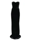Amazuìn Julien Velvet Long Dress In Black