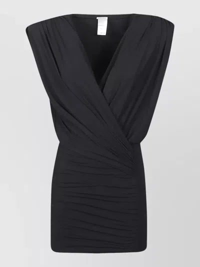 Amazuìn Candice Dress Draped Sleeveless V Neckline Ruched In Black