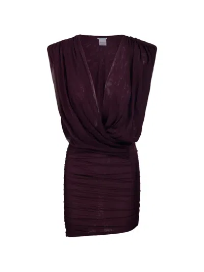 Amazuìn Candice V-neck Draped Mini Dress In Red