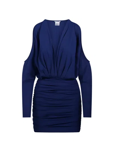 Amazuìn Cold-shoulder Dress In Blue