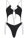 Amazuìn Amazuin Cross-back Laced One-piece Swimsuit In Black Jersey