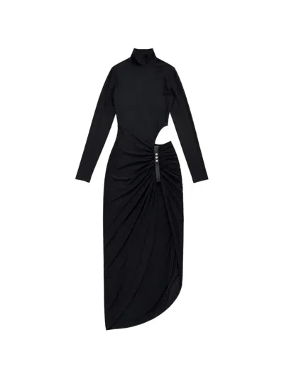 Amazuìn Cut-out Asymmetrical Maxi Dress In Black