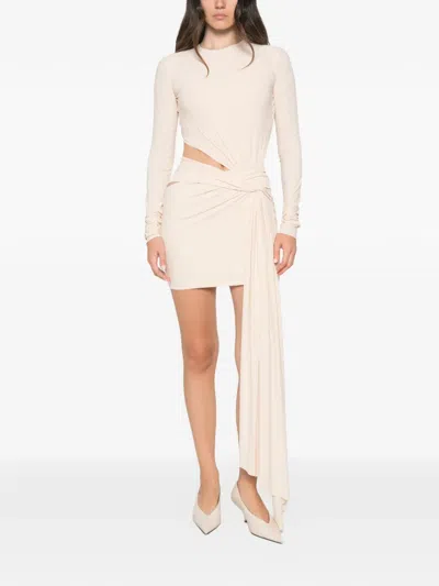 Amazuìn Cut-out Draped Dress In Neutral