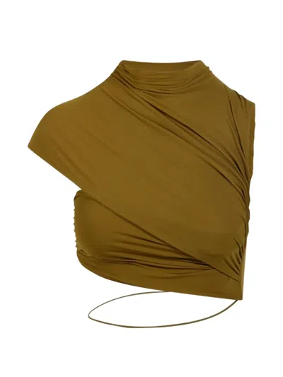 Amazuìn Cutout Draped Top In Green