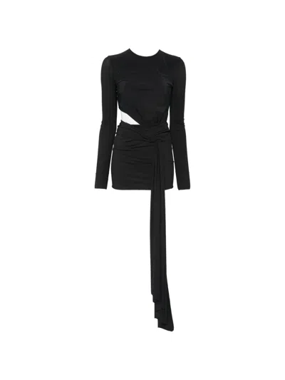 Amazuìn Cut-out Draped-detail Mini Dress In Black