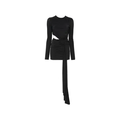 Amazuìn Cut-out Draped-detail Mini Dress In Black