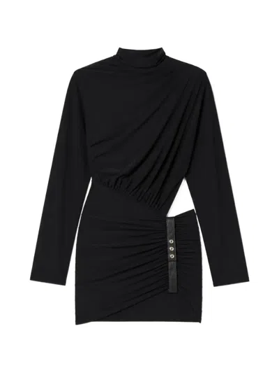Amazuìn Cut-out Gathered-detail Mini Dress In Animal Print