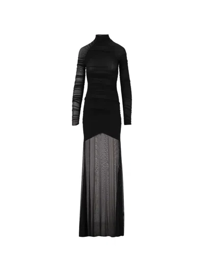 Amazuìn Dakota Draped Tulle Maxi Dress In Black