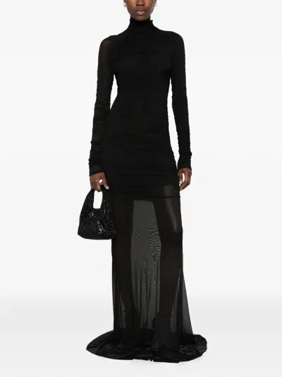 Amazuìn Dakota Sheer Ruched Maxi Dress In Black