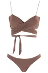 Amazuìn Amazuin Wrap-design Bikini With Adjustable Straps And Tie Waist In Taupe Brown