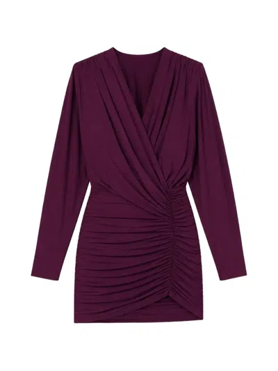 Amazuìn Draped Gathered-detailing Mini Dress In Purple