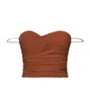 Amazuìn Amazuin Draped Bustier Top In Caramel Stretch Jersey
