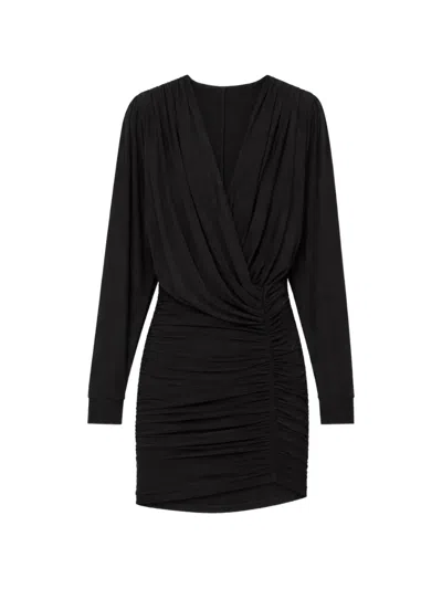Amazuìn Draped Wrap-style Mini Dress In Black
