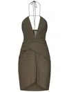 Amazuìn Amazuin Olive Green Mini Dress With Crossover Front