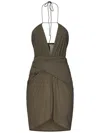 Amazuìn Amazuin Olive Green Mini Dress With Crossover Front