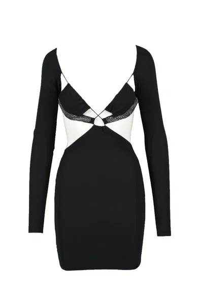 Amazuìn Fitted Mini Dress With Cut-out Design In Black