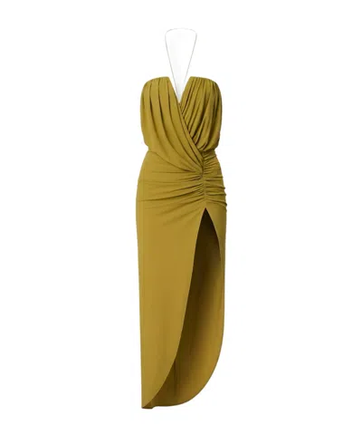 Amazuìn Flowing, Fitted Bodice Style Ruched Mini Dress In Green
