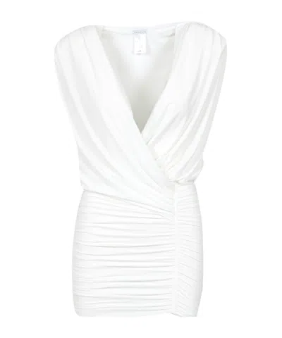 Amazuìn Flowing V-neck Dress In White