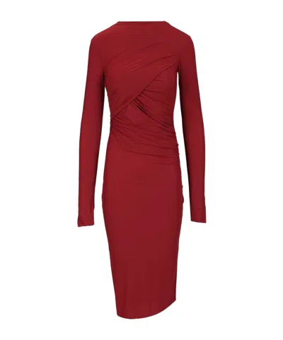 AMAZUÌN DRAPED LONG-SLEEVE DRESS