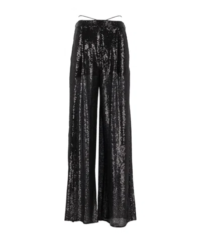 Amazuìn Gal Sequins Wide-leg Trousers In Black