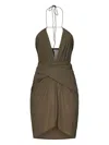 Amazuìn Amazuin Olive Green Mini Dress With Crossover Front In Brown
