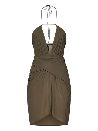 AMAZUÌN HALTERNECK RUCHED MINI DRESS