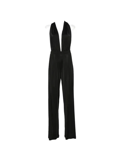 Amazuìn Halterneck Wide-leg Jumpsuit In Black
