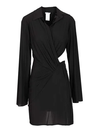 Amazuìn Ines Cut-out Draped Mini Dress In Black